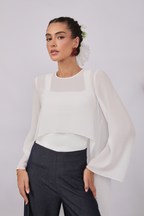 CAPA DE GASA CON MANGAS ACAMPANADAS PERLA - VEL