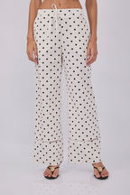 PANTALÓN PALAZZO DE ALGODÓN PERLA PUNTOS NEGRO - PITAHAIIA