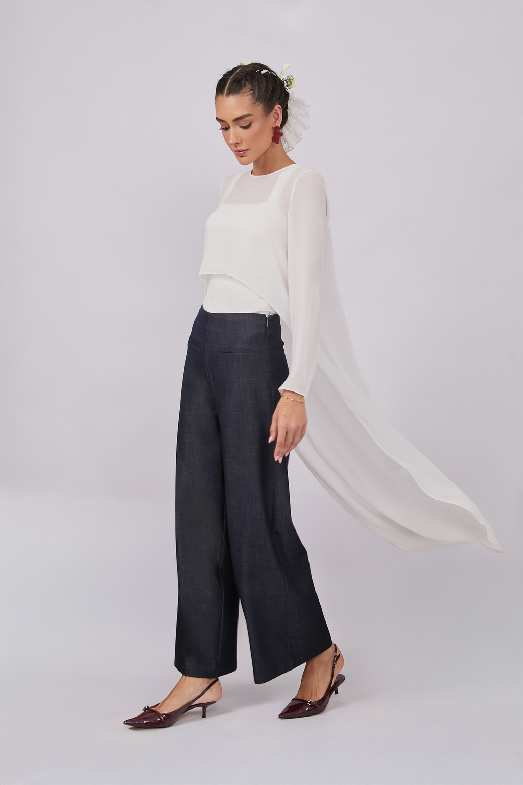 CAPA DE GASA CON MANGAS ACAMPANADAS PERLA - VEL