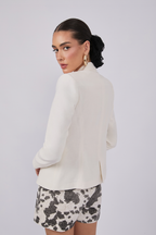 BLAZER DE LINO CON BOTÓN METÁLICO PERLA - KAJUN