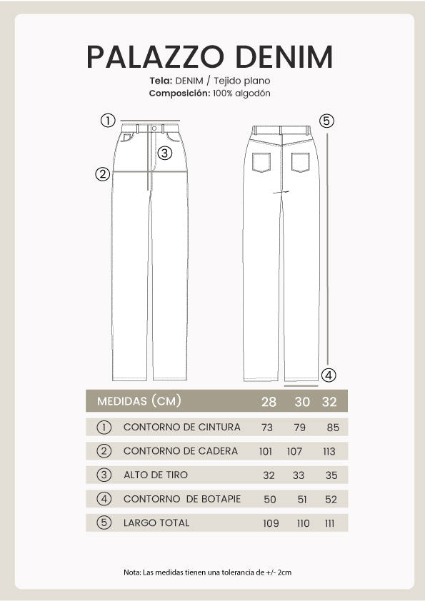 Palazzo Denim a la cintura con bolsillos negro