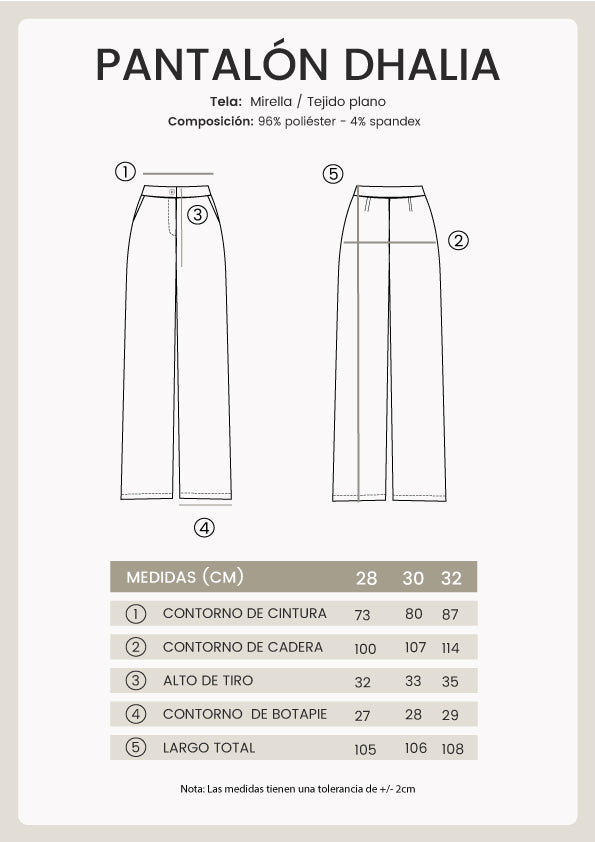PANTALON SEMI PALAZZO CON BOLSILLOS LATERALES PERLA - DHALIA