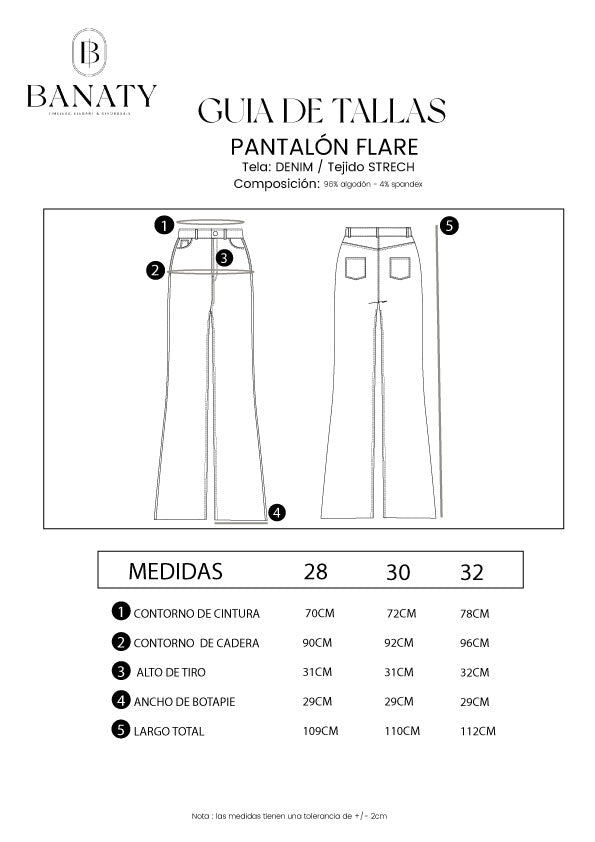 Pantalón Flare Denim Azul Marine