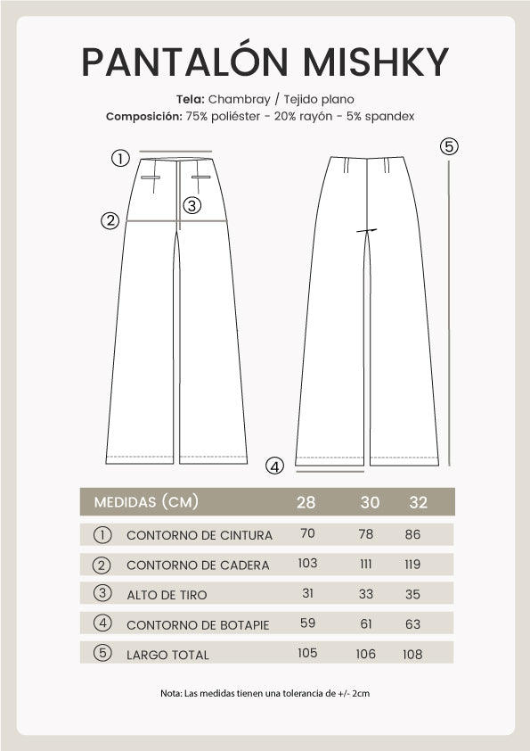 PANTALÓN SASTRERO A LA CINTURA NATURAL - MISHKY