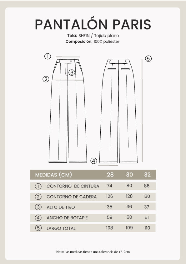 Pantalón semi palazo con pinzas y bolsillos Negro - Paris
