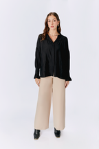 PANTALÓN A LA CINTURA CON PINZAS BEIGE - ANIA