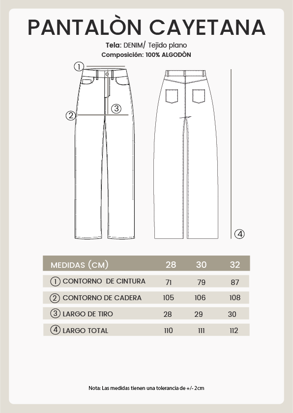 PANTALÓN JEAN RECTO CLÁSICO NATURAL - CAYETANA