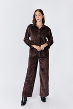 PANTALON A LA CINTURA RECTO MARRÓN - THAIS