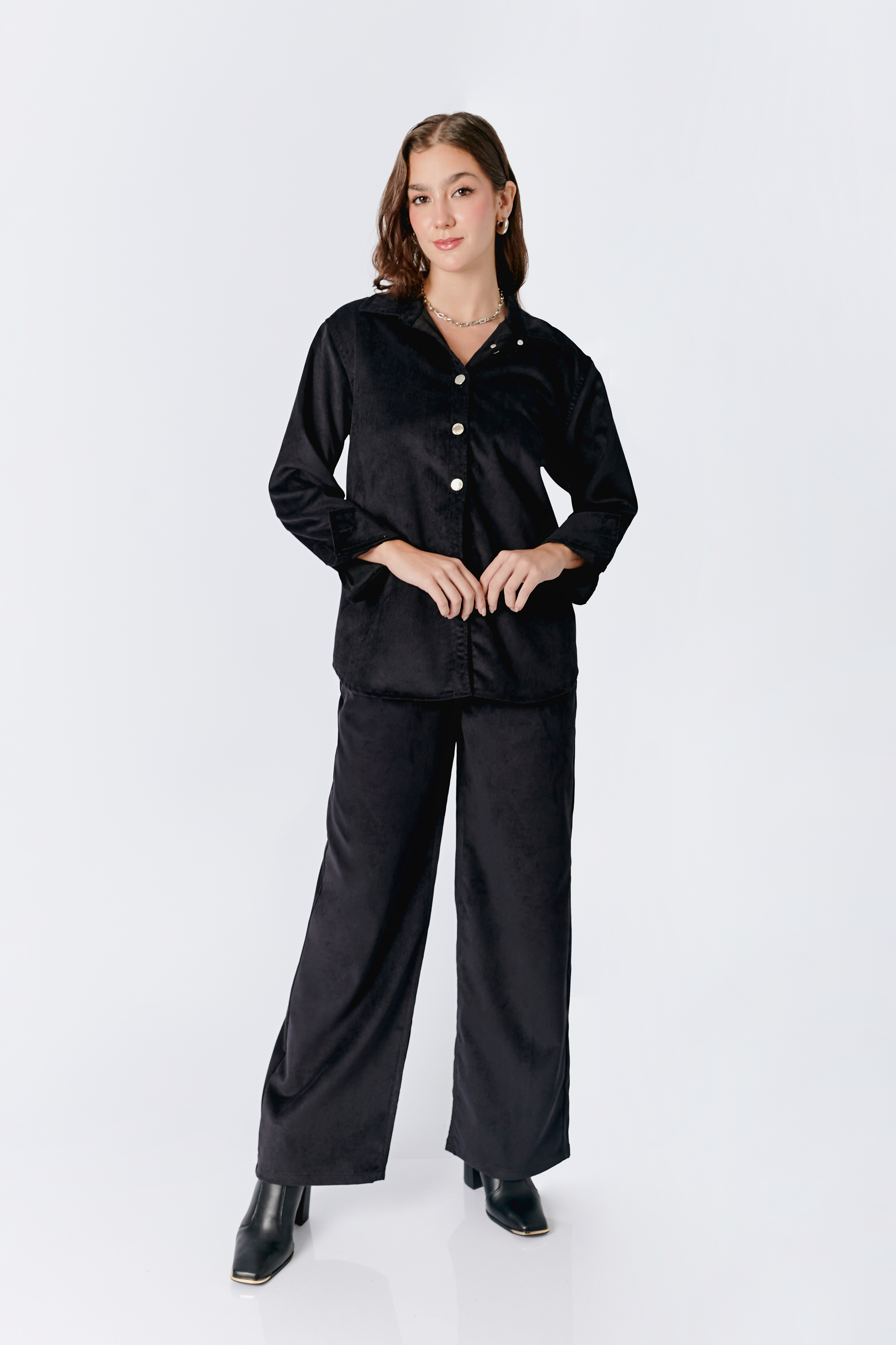 PANTALON A LA CINTURA RECTO NEGRO - THAIS