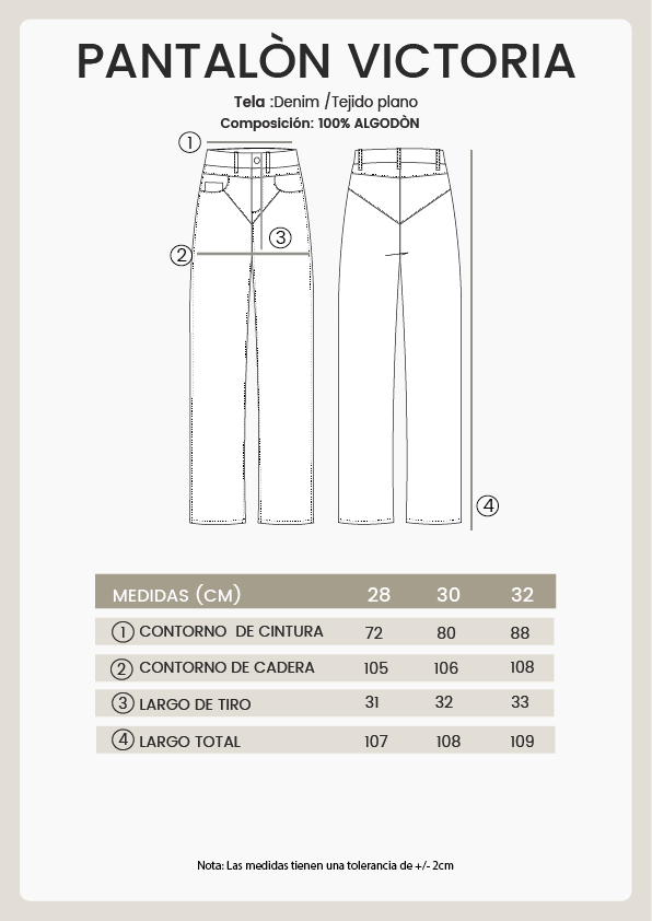 PANTALÓN JEAN RECTO SEMI ENTALLADO NATURAL - VICTORIA