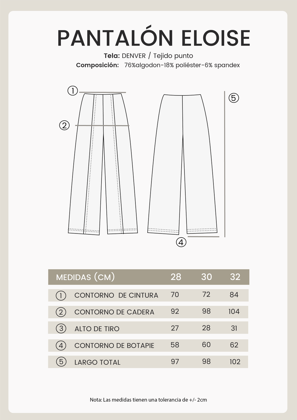 PANTALÓN DE TIRO ALTO CON PRETINA ELASTICADA NEGRO - ELOISE