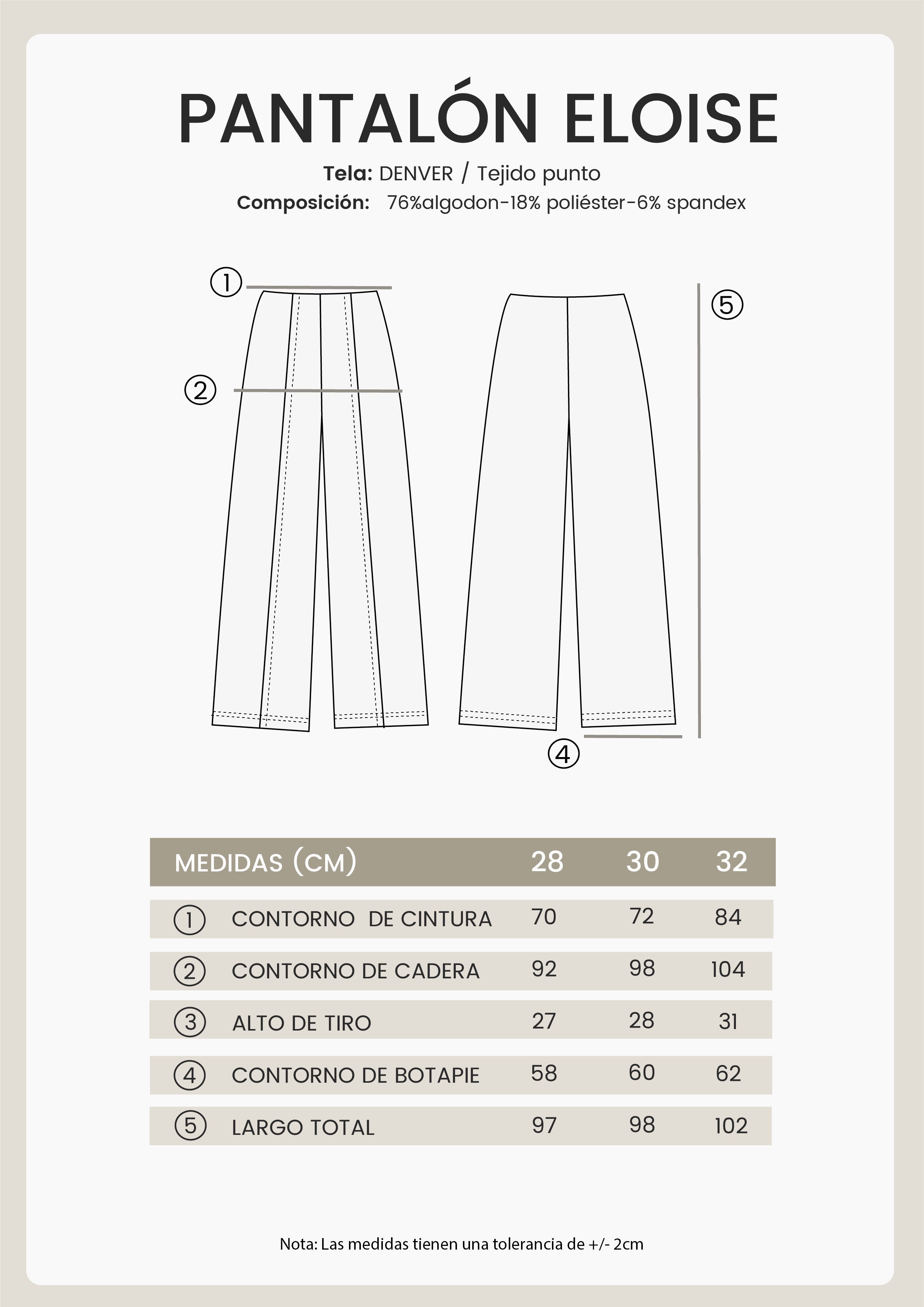 PANTALÓN DE TIRO ALTO CON PRETINA ELASTICADA NEGRO - ELOISE