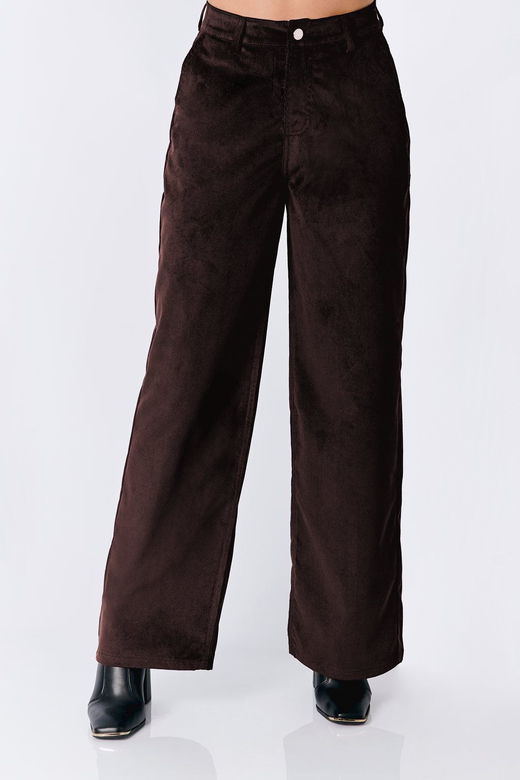 PANTALON A LA CINTURA RECTO MARRÓN - THAIS