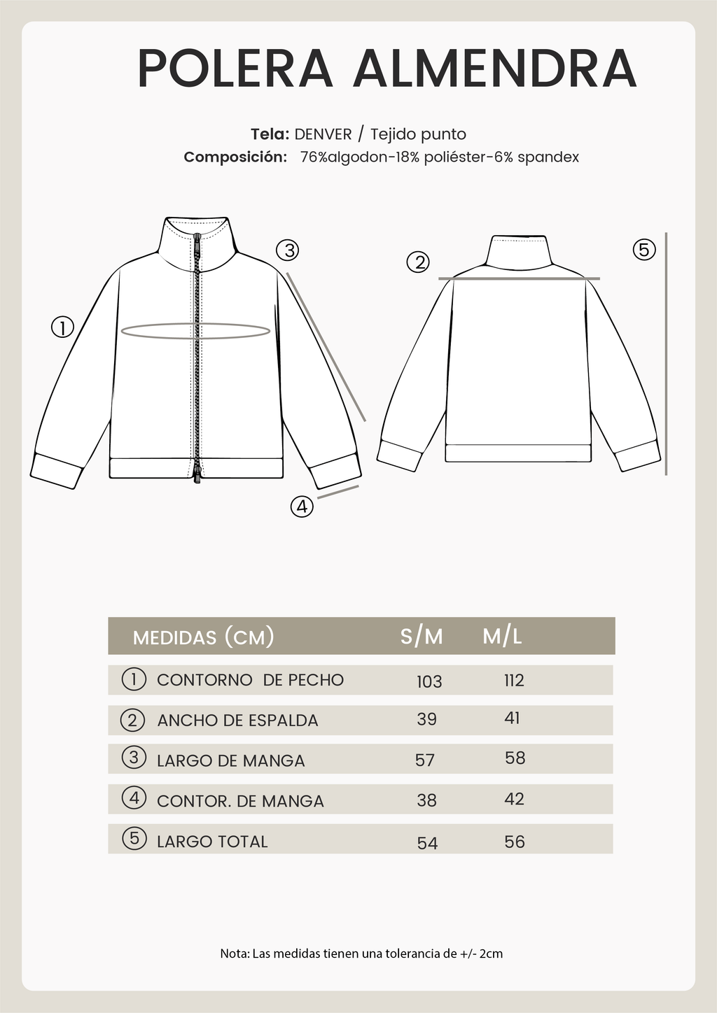 POLERA DE CUELLO ALTO CON DOBLE CIERRE MARINO - ALMENDRA