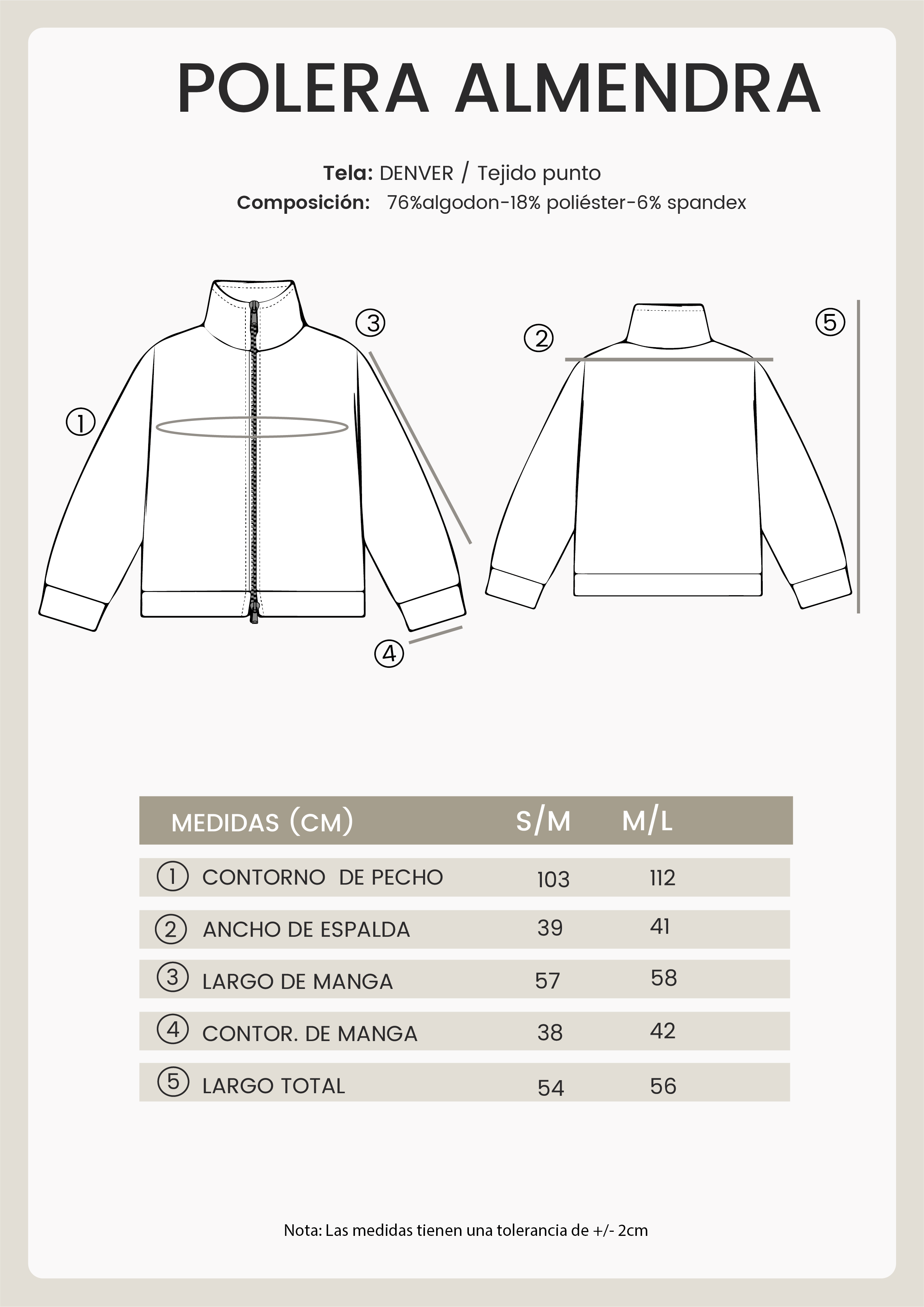 POLERA DE CUELLO ALTO CON DOBLE CIERRE MARINO - ALMENDRA