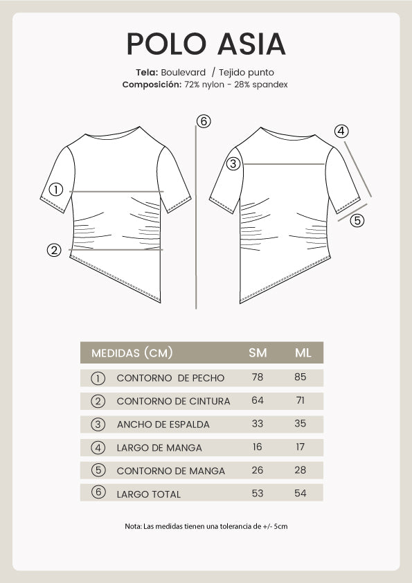 POLO ASIMÉTRICO MANGA CORTA DRAPEADO NEGRO - ASIA