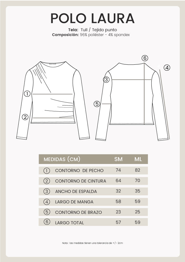 Polo tull manga larga Laura