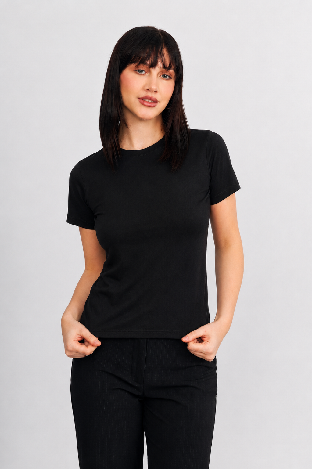 POLO BASICO PARA MUJER DE VISCOSA NEGRO  - CAMILA