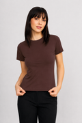 POLO BASICO PARA MUJER DE VISCOSA MARRON  - CAMILA