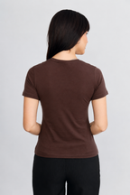 POLO BASICO PARA MUJER DE VISCOSA MARRON  - CAMILA