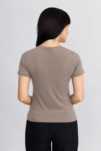 POLO BASICO PARA MUJER DE VISCOSA TOPO  - CAMILA