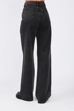 Palazzo Denim a la cintura con bolsillos negro