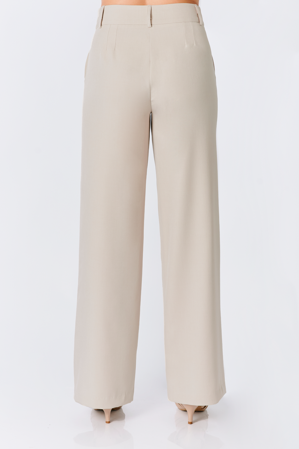PANTALON SEMI PALAZZO CON BOLSILLOS LATERALES BEIGE - DHALIA