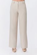 PANTALON SEMI PALAZZO CON BOLSILLOS LATERALES BEIGE - DHALIA