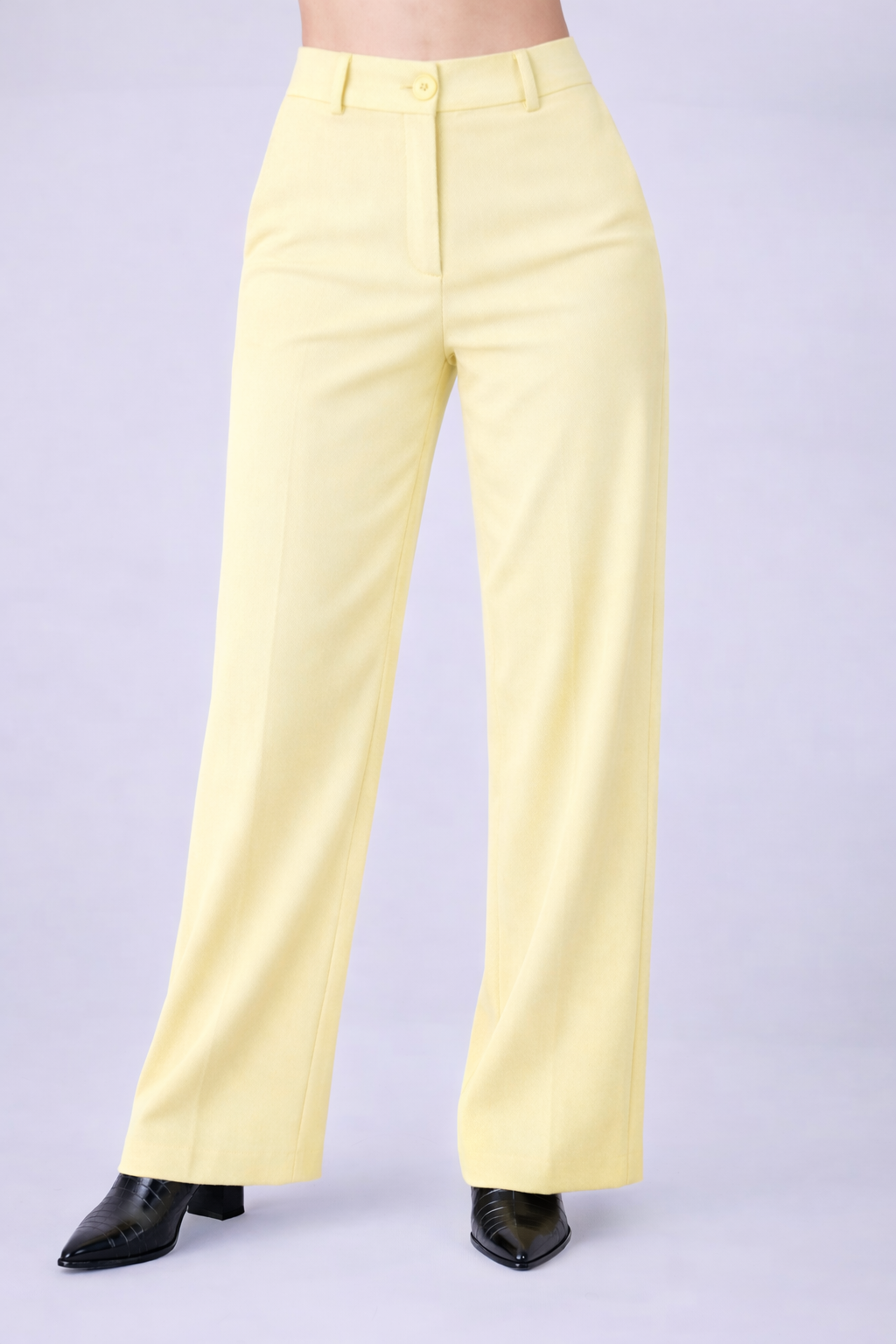 PANTALON SEMI PALAZZO CON BOLSILLOS LATERALES AMARILLO - DHALIA