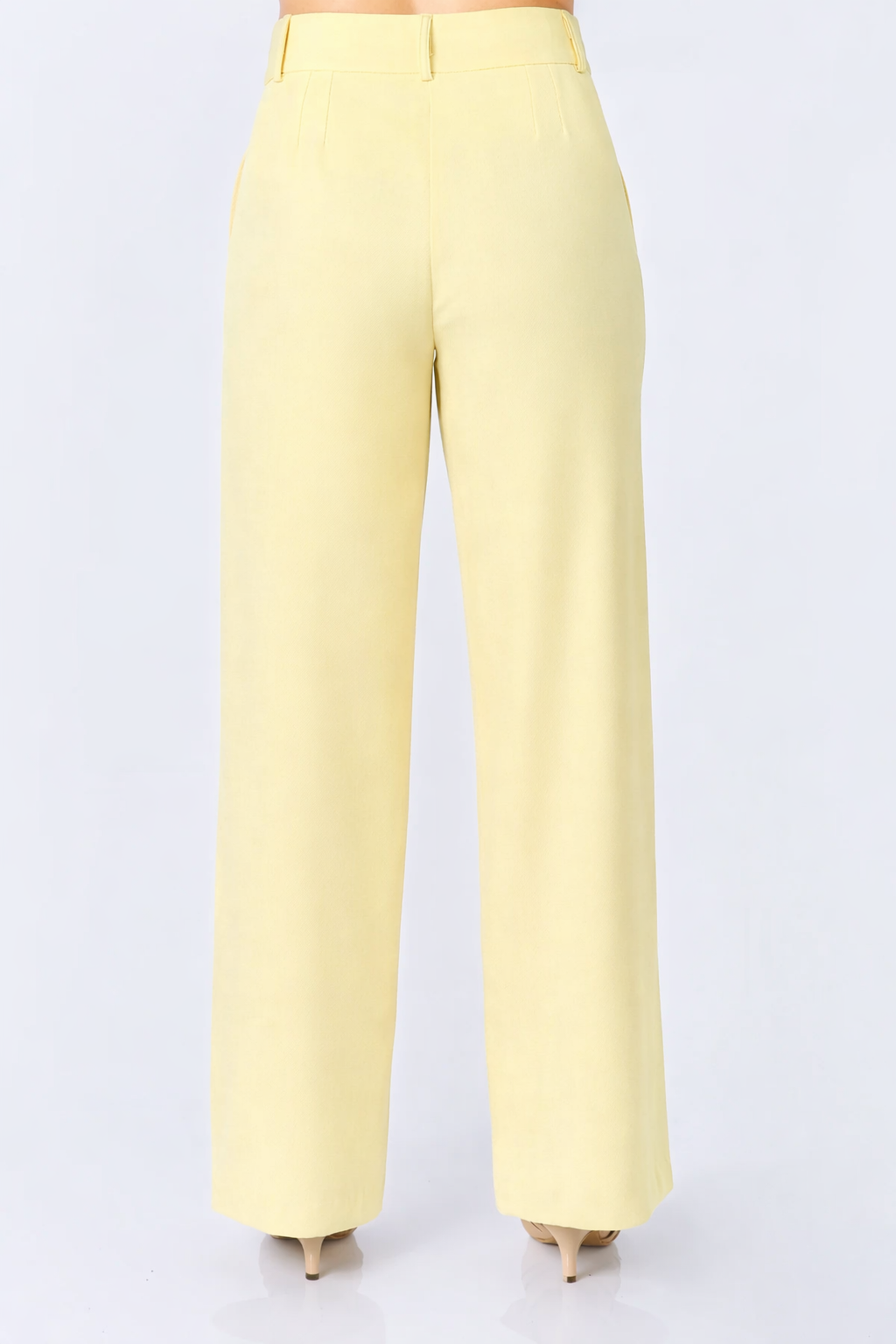 PANTALON SEMI PALAZZO CON BOLSILLOS LATERALES AMARILLO - DHALIA