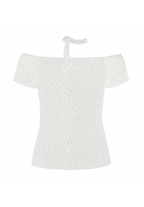 TOP POLKA DOTS EN TULL CON CHALINA EXTRA BLANCO - LUNA