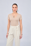 POLO DE VISCOSA  BEIGE - ESTEFANIA