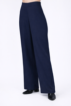 Pantalón recto con cierre lateral invisible marino - Sienna