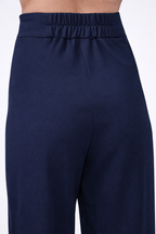 Pantalón recto con cierre lateral invisible marino - Sienna