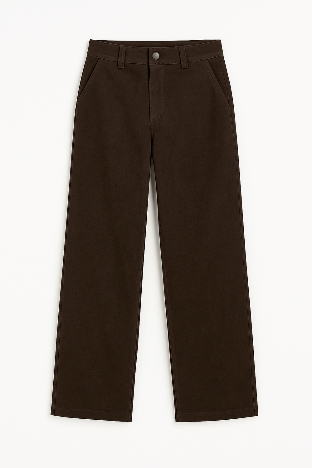 PANTALON A LA CINTURA RECTO MARRÓN - THAIS
