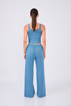PANTALÓN DE ALGODÓN PIMA EN AZUL COBALTO – CHLEO