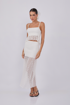 FALDA DE ENCAJE CON ELÁSTICO EN LA CINTURA PERLA - CACCAÖ