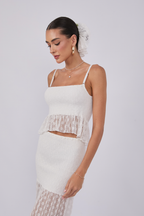 FALDA DE ENCAJE CON ELÁSTICO EN LA CINTURA PERLA - CACCAÖ