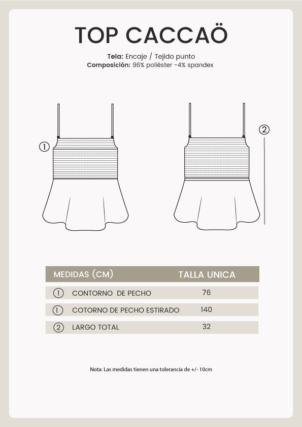 TOP DE ENCAJE CON TIRAS AJUSTABLES MARRÓN- CACCAÖ