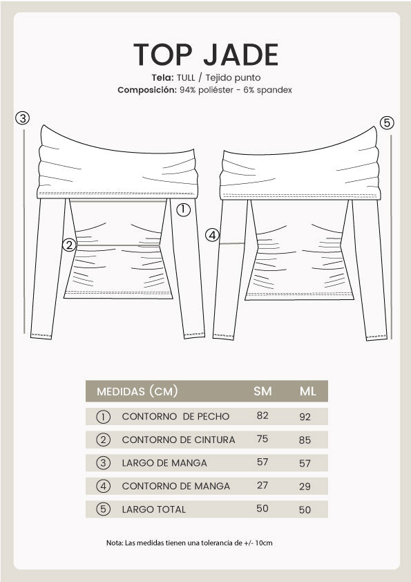 Top asimétrico manga larga negro - Jade