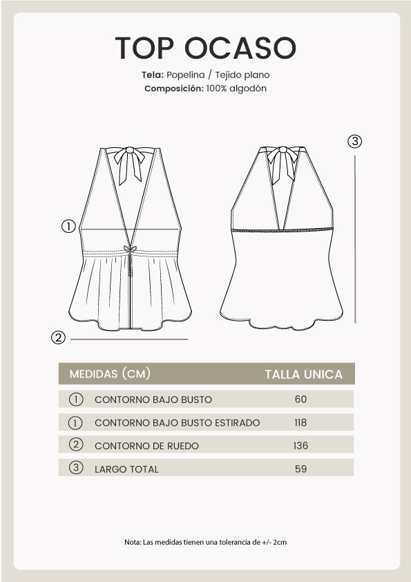 TOP HALTER DE ALGODÓN CON TIRAS AJUSTABLES - OCASO