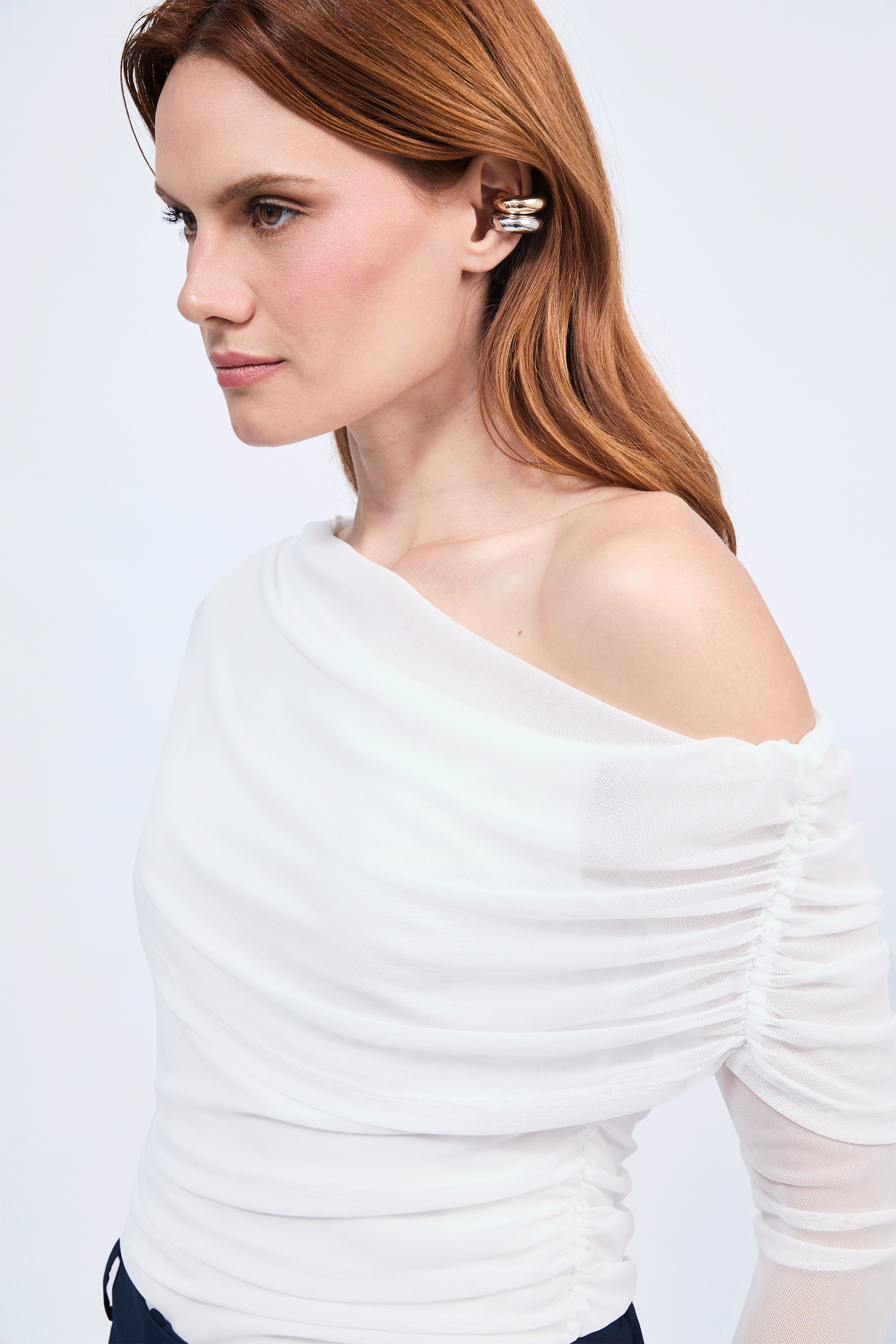 Top asimétrico manga larga perla - Jade