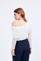 Top asimétrico manga larga perla - Jade