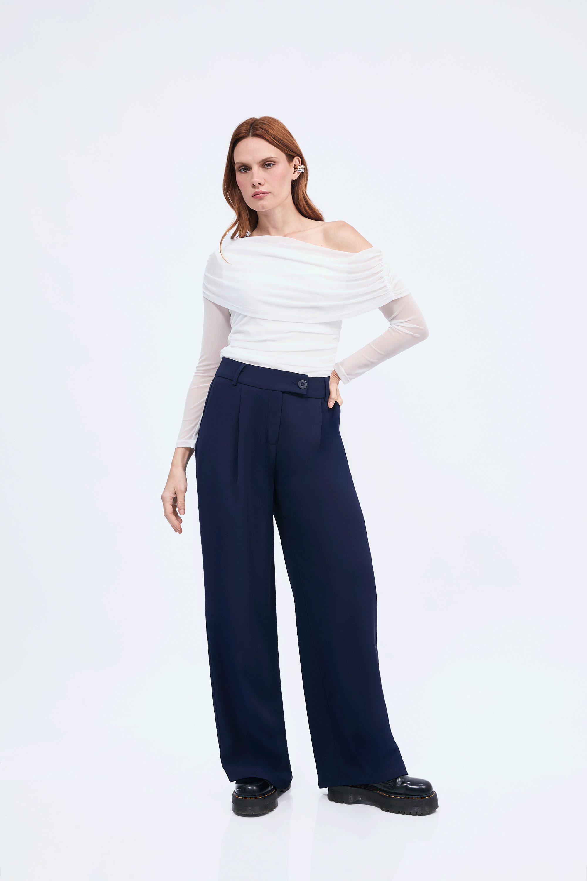 Top asimétrico manga larga perla - Jade