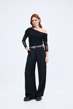 Top asimétrico manga larga negro - Jade