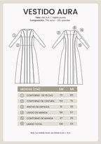 Vestido manga larga de encaje con forro negro - Aura