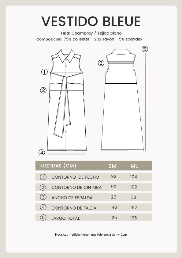 VESTIDO CAMISERO CON LAZO MULTIFUNCIONAL - BLEUE