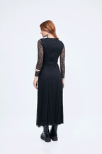 Vestido manga larga de encaje con forro negro - Aura