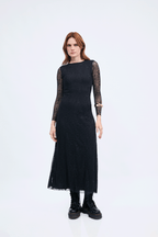 Vestido manga larga de encaje con forro negro - Aura