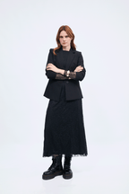 Vestido manga larga de encaje con forro negro - Aura